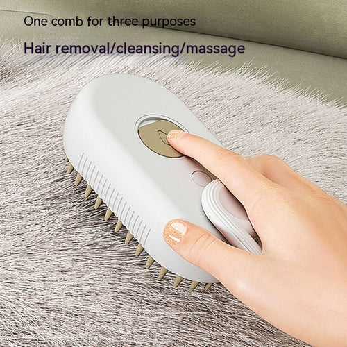 3-in-1 Electric Steam Pet Grooming Brush — Hair Removal, Detangling & Massage for Cats & Dogs
